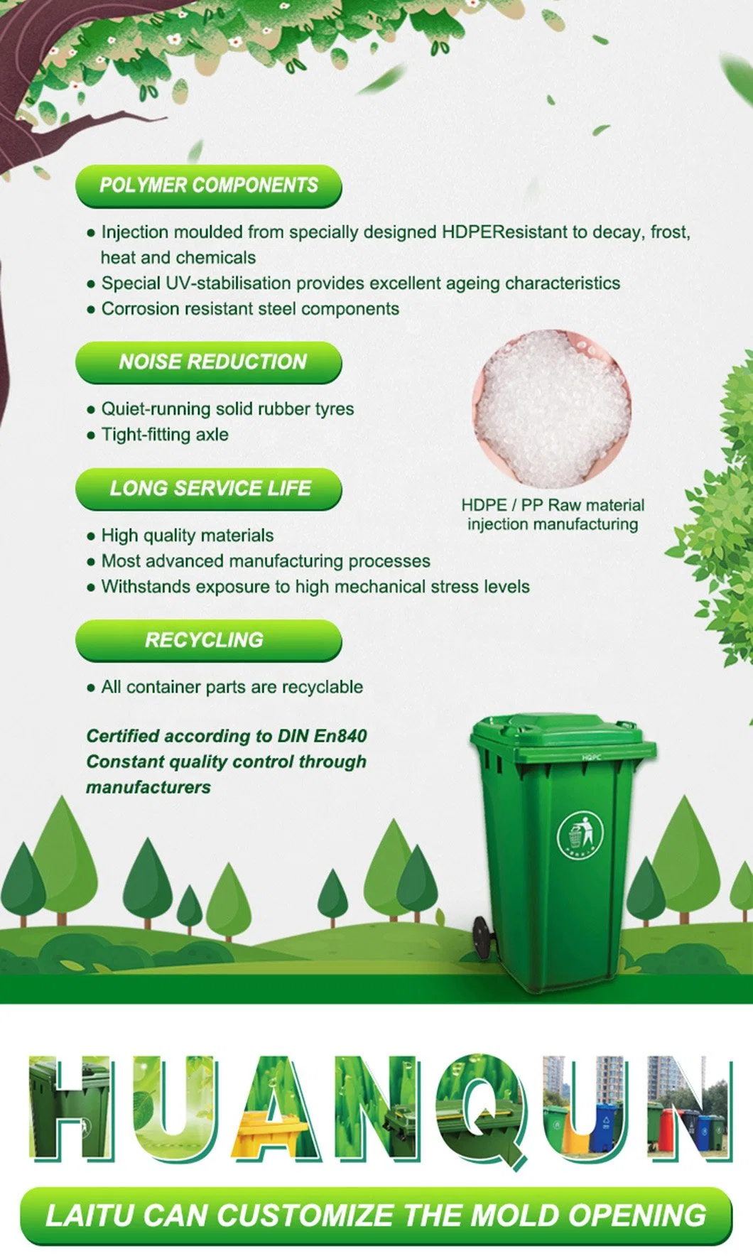 120L Wheelie Garbage Bin Rubbish Container Waste Trash Can Plastic Dustbin