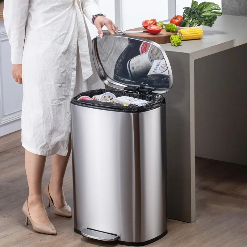 30L 50L Stainless Steel Metal Strong Kitchen Garbage Trash Can