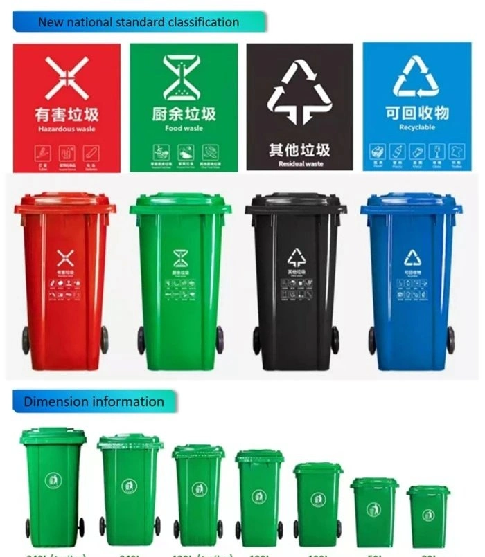 for Sale Plastic Garbage Bin with Rubber Wheel Plastic Trash Can