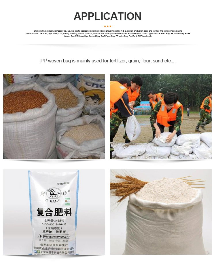 White Polypropylene Woven 25kg Plastic PP Grain Fertilizer Packaging Bag