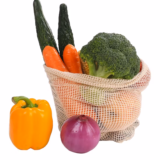 Popular Reusable Eco Friendly Cotton Mesh Vegetable Fruit Bag