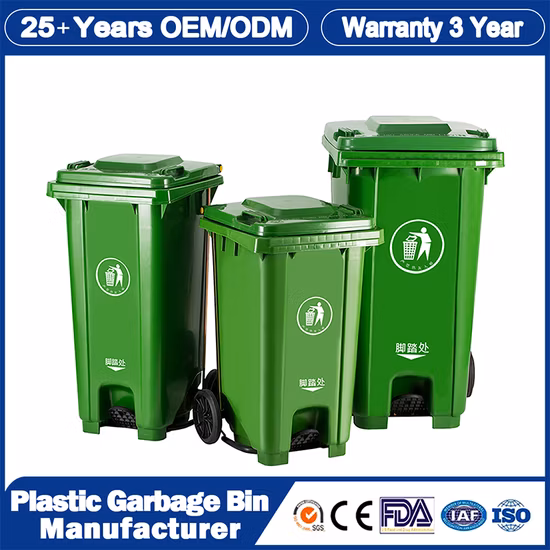 for Sale Plastic Garbage Bin with Rubber Wheel Plastic Trash Can
