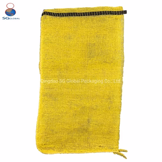 GRS SGS CE Factory Packaging 25kg 50kg Onion Potato Tomato Cabbage Vegetable Fruit Orange Firewood Seafood Garlic Plastic Drawstring Empty PP Leno Net Mesh Bag