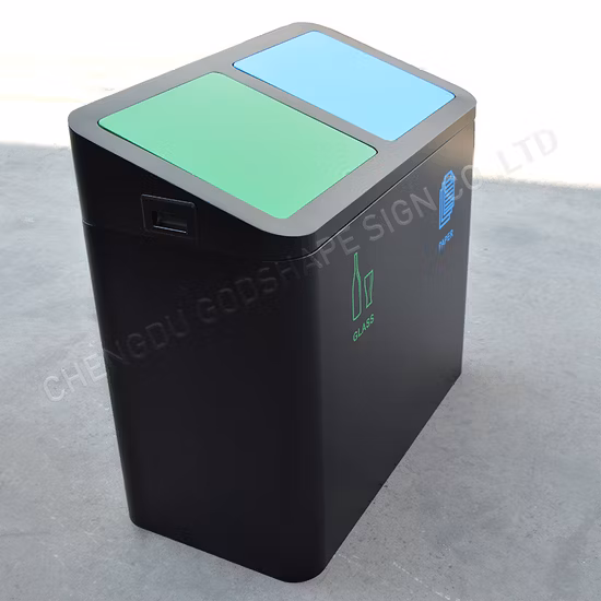 Outdoor 304 Stainless Steel Recycling Metal Trash Can Garbage Container